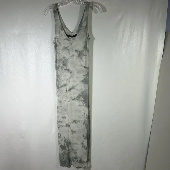 Enza Costa Silk Blend Ribbed Tank Midi Dress in Vapor Ionic Gray Sz L Tie Dye - Picture 8 of 14